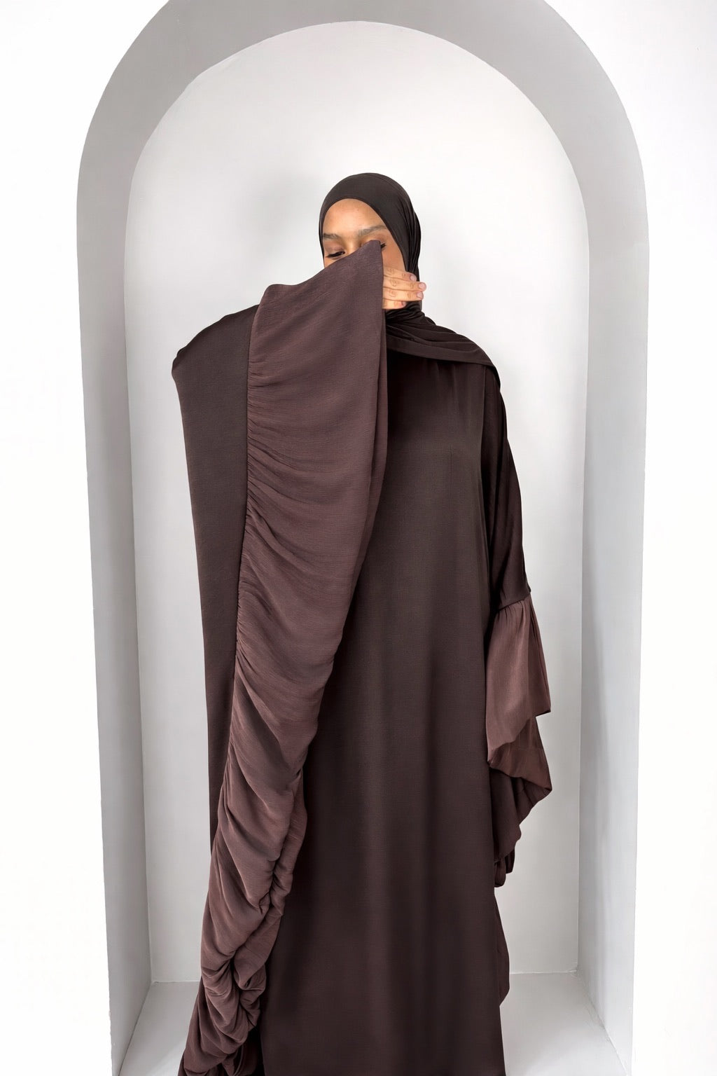 Abaya farasha satin premium manches organza - Yuméa