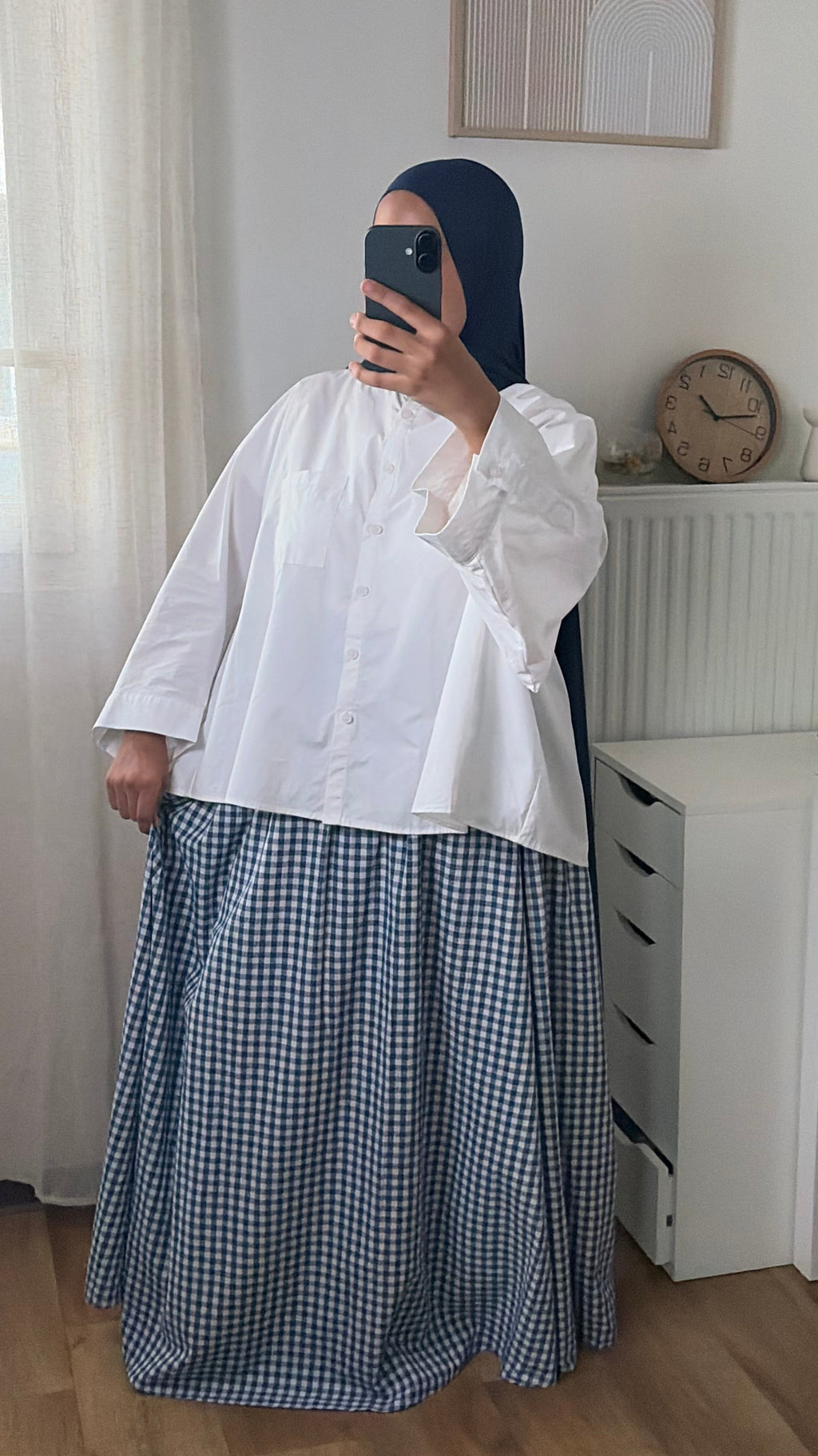 Jupe Vichy à Carreaux – Jupe Longue Fluide Modeste en Coton