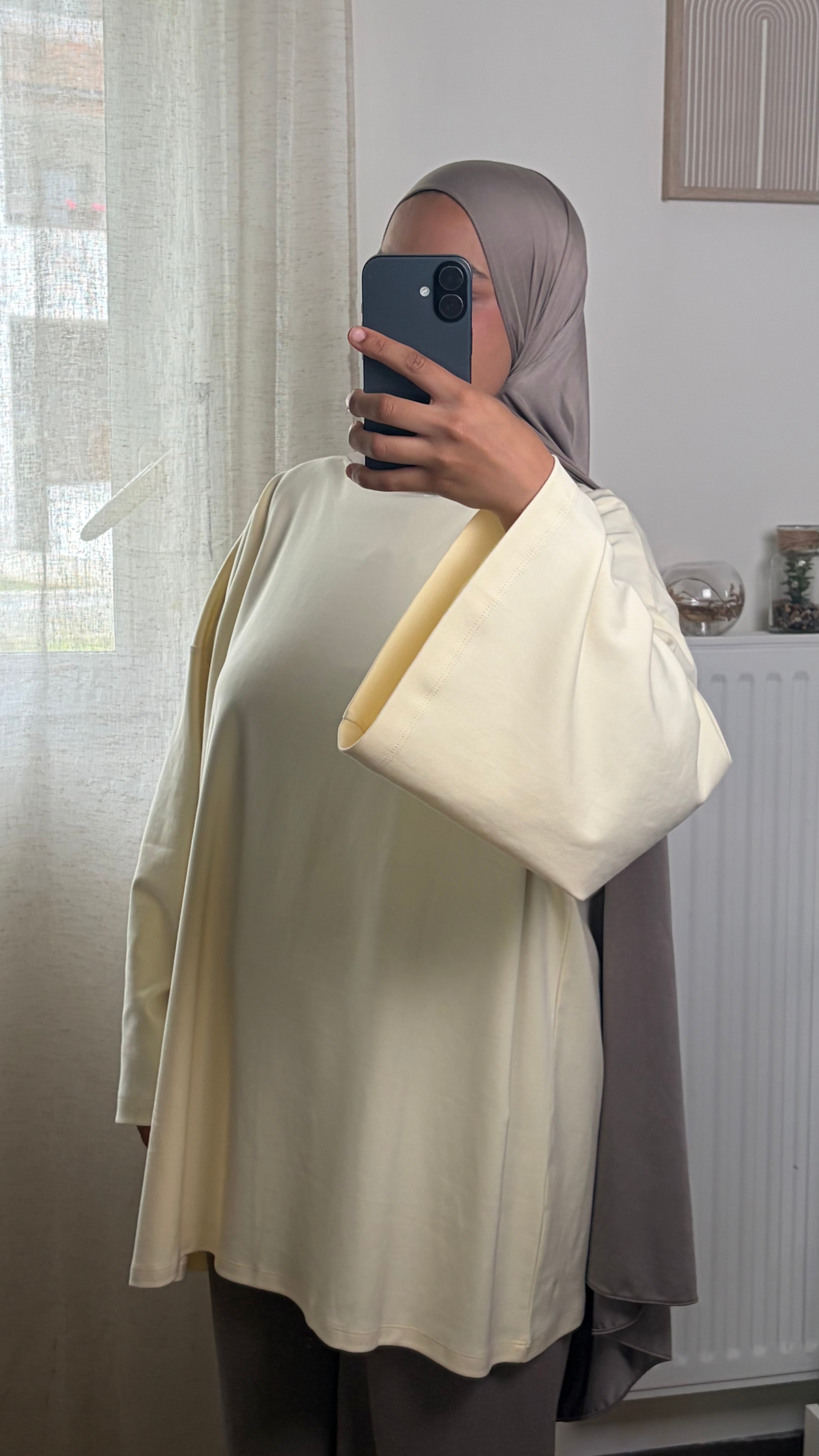 T-Shirt Oversize Femme en Coton – Haut Basique Couvrant Manches Longues Coupe Ample Modest