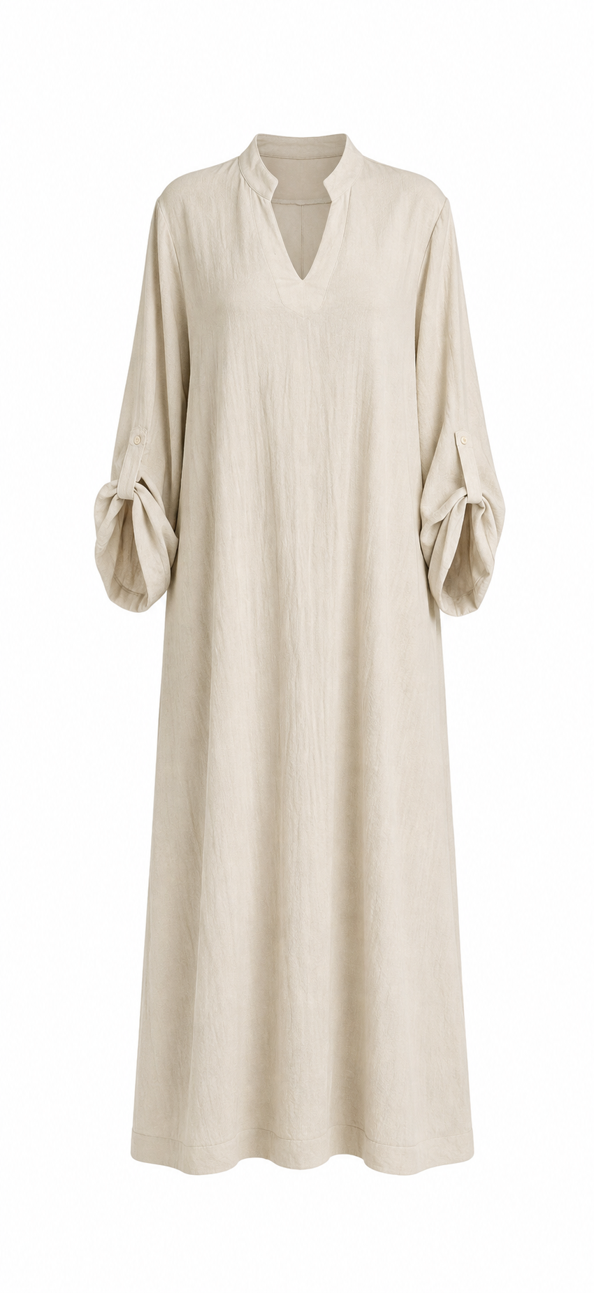 Robe Longue d'Été Fluide – Manches Ajustables, Coupe Modest