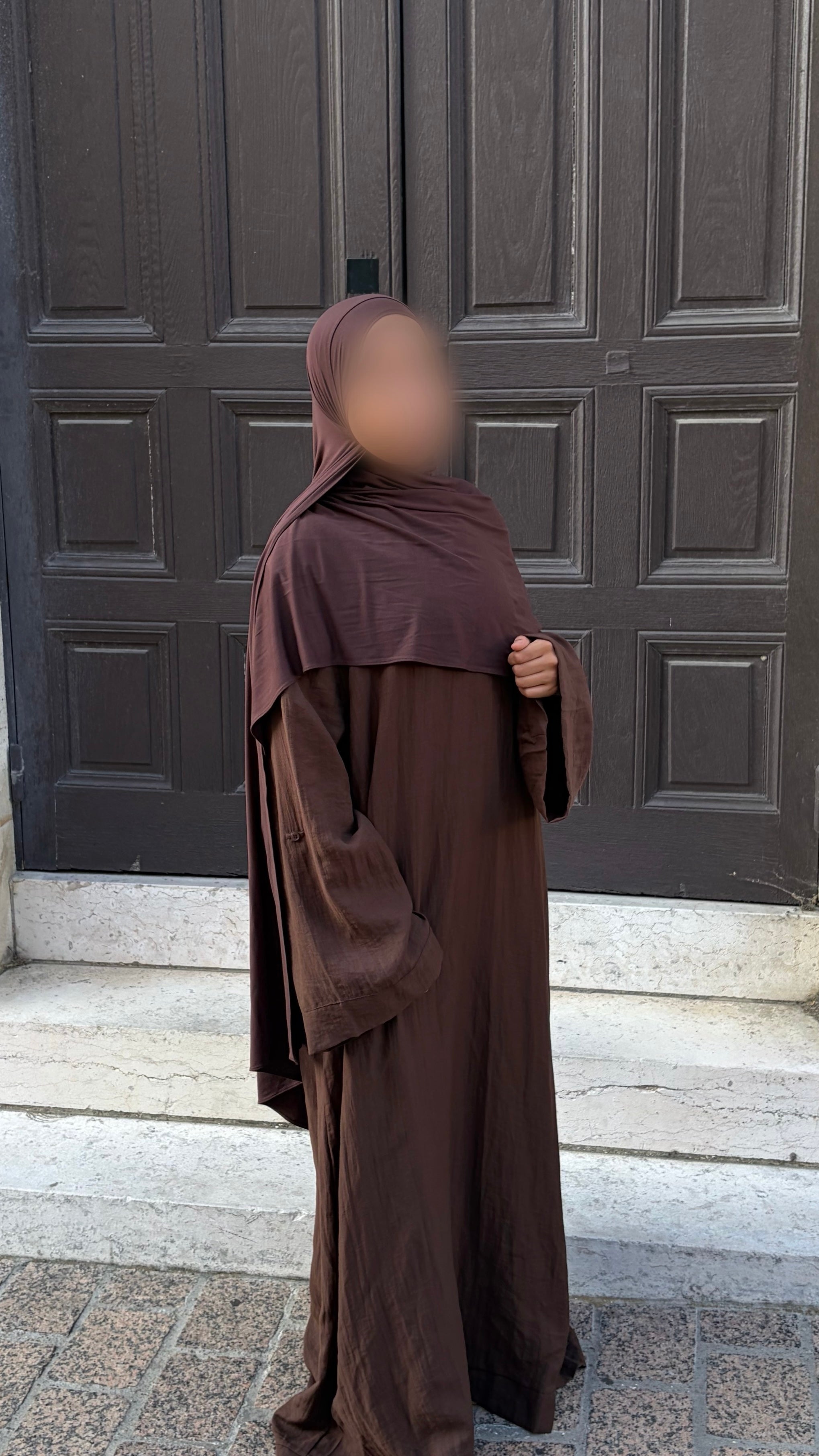 Robe Longue d'Été Fluide – Manches Ajustables, Coupe Modest