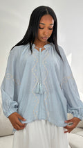 Patterned Blouse – Elegant Long Sleeve Women's Top
