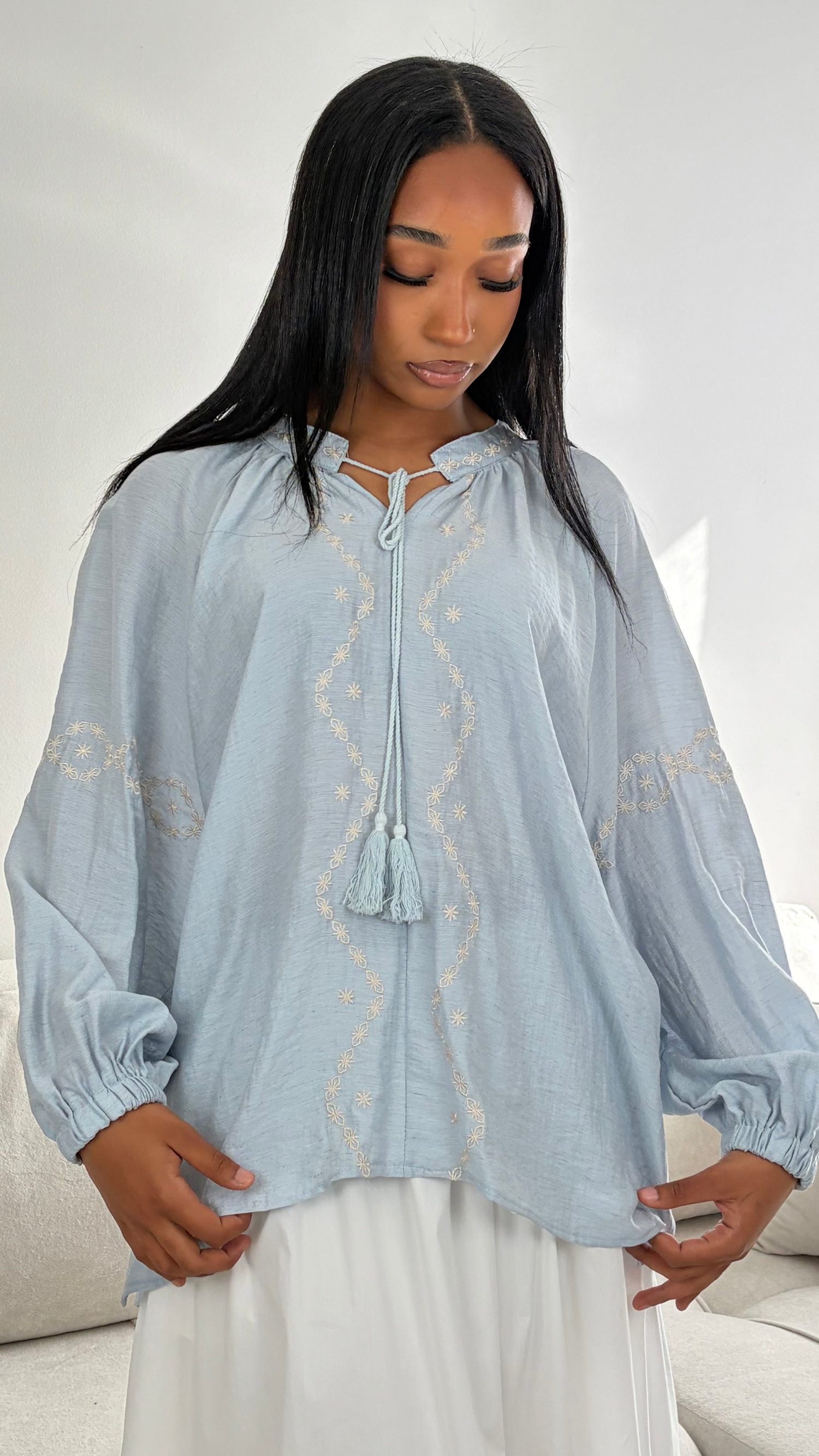 Blouse à Motif – Haut Féminin Élégant Manches Longues