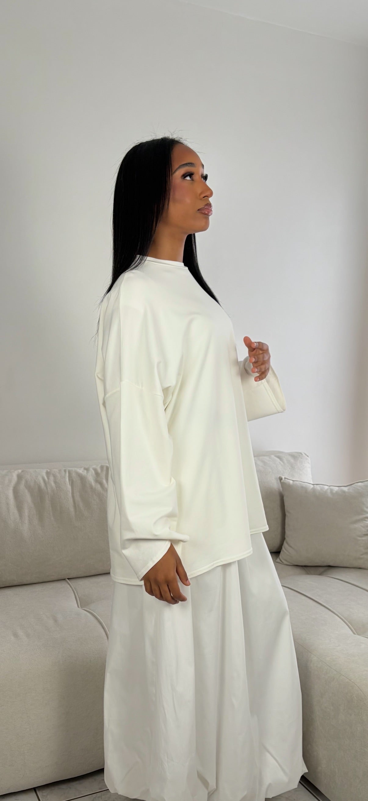 T-Shirt Basic Manches Longues – Haut Couvrant Doux & Confortable