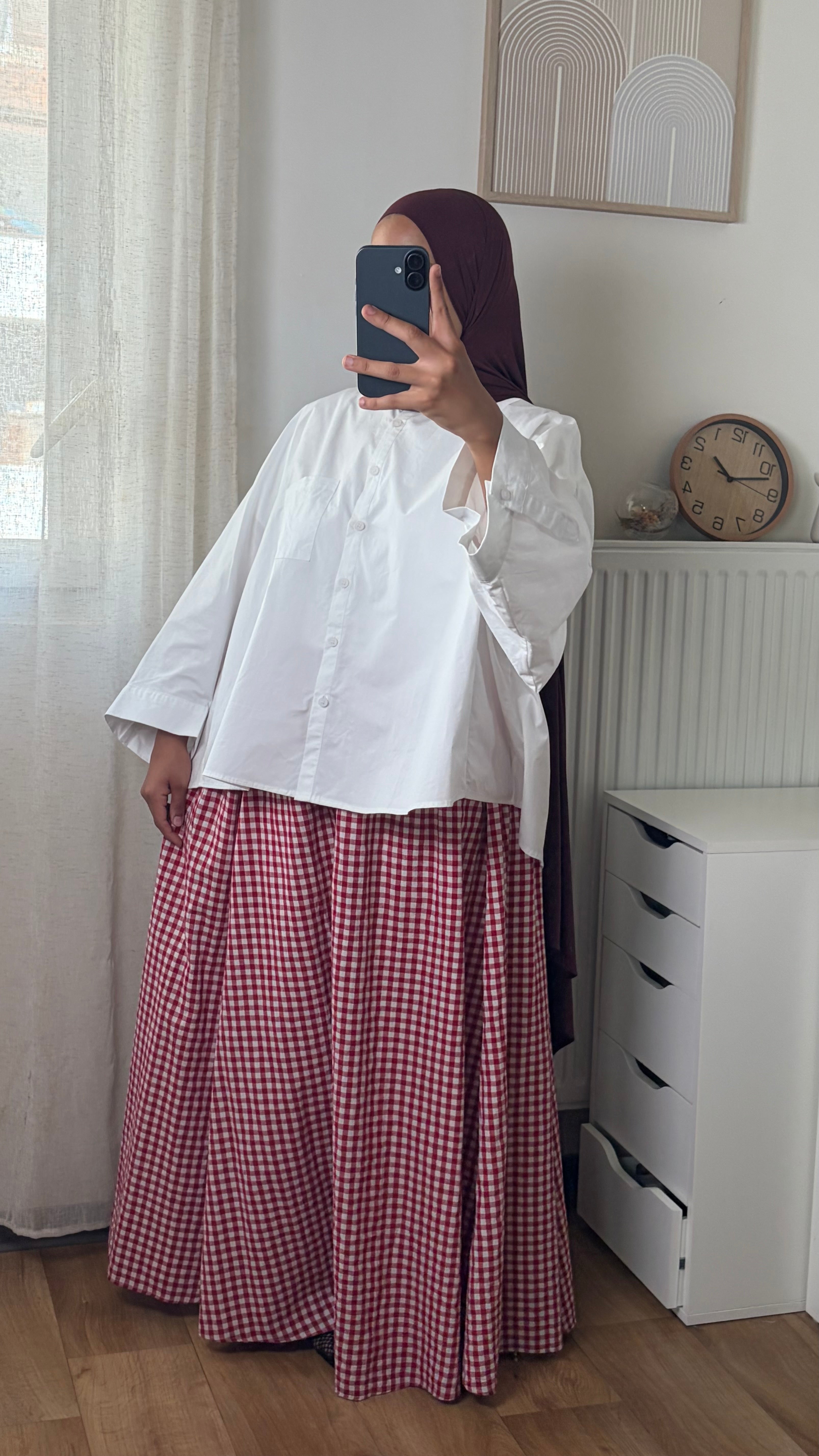 Jupe Vichy à Carreaux – Jupe Longue Fluide Modeste en Coton