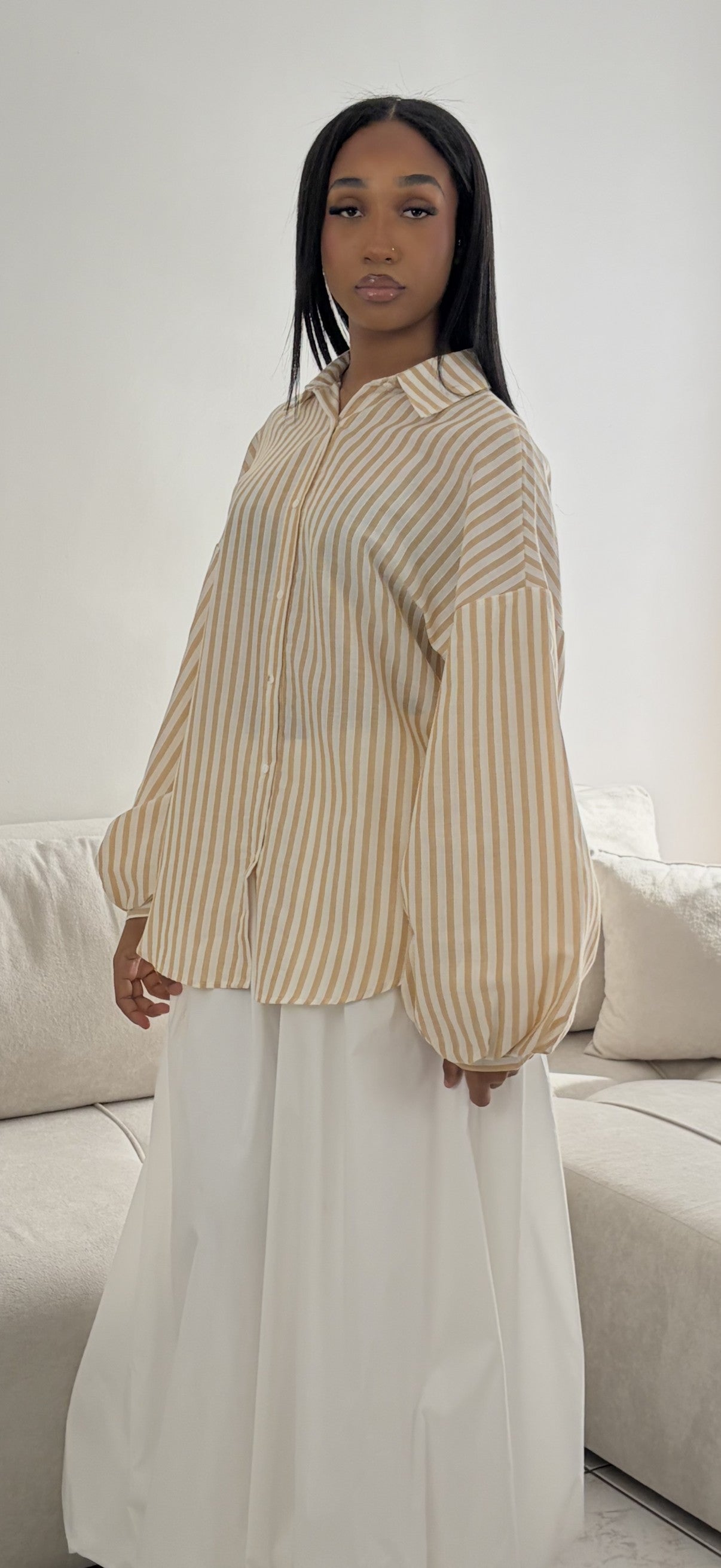 Chemise à Rayures – Haut Rayé Féminin Coupe Oversize