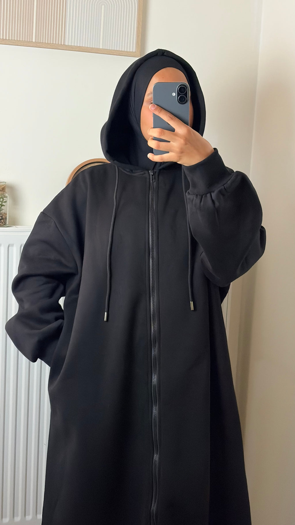 Abaya sweat longue à capuche, molleton doux coton – Yuméa