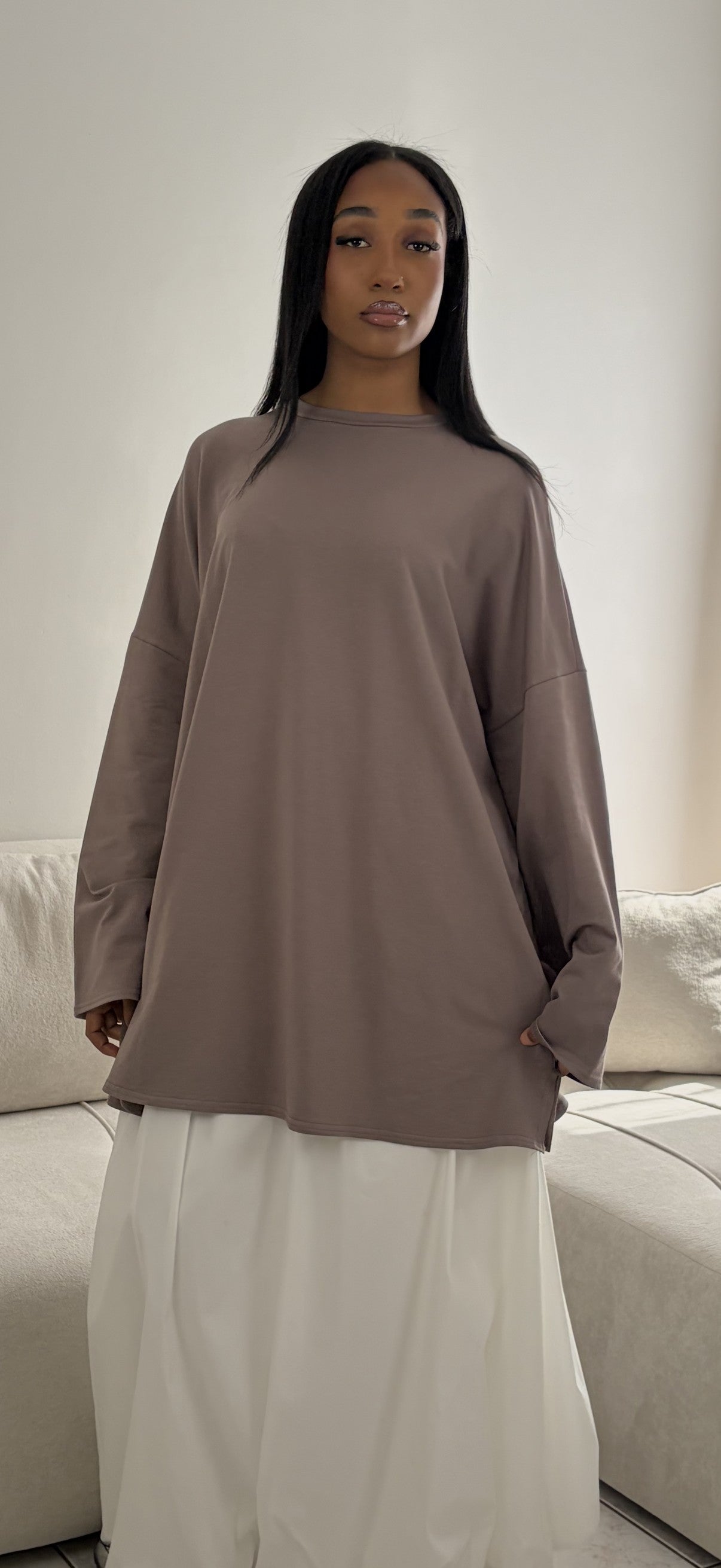 T-Shirt Basic Manches Longues – Haut Couvrant Doux & Confortable