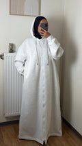 Sweat abaya zippée à capuche pour femme voilée, look casual modeste – Yuméa