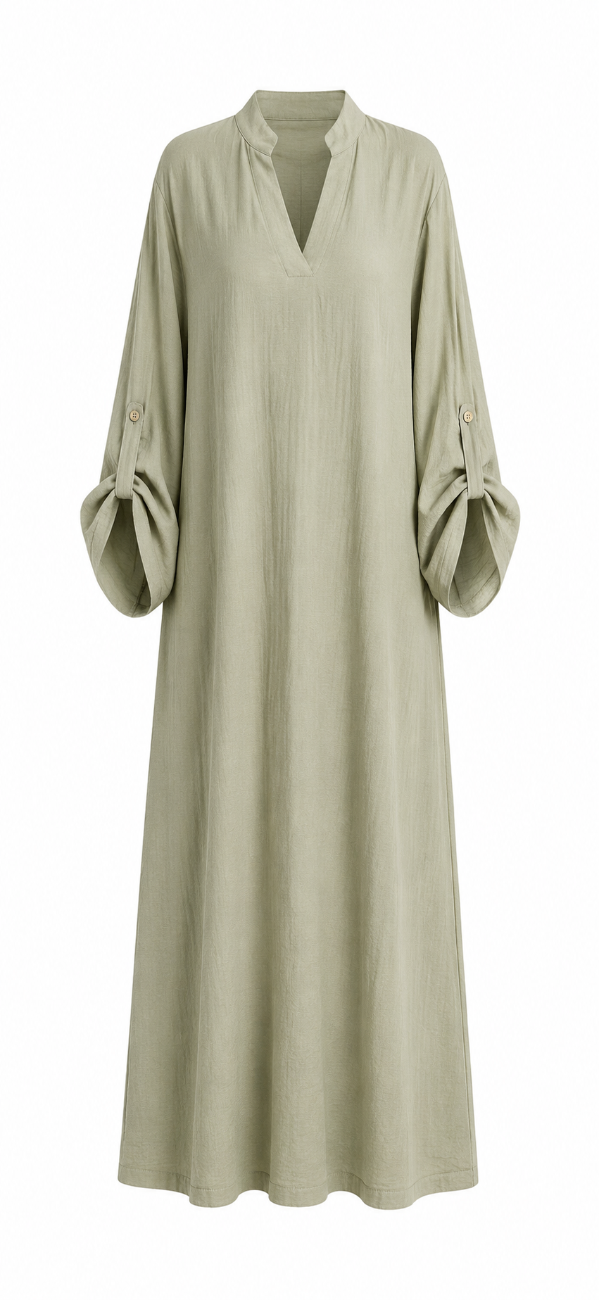 Robe Longue d'Été Fluide – Manches Ajustables, Coupe Modest