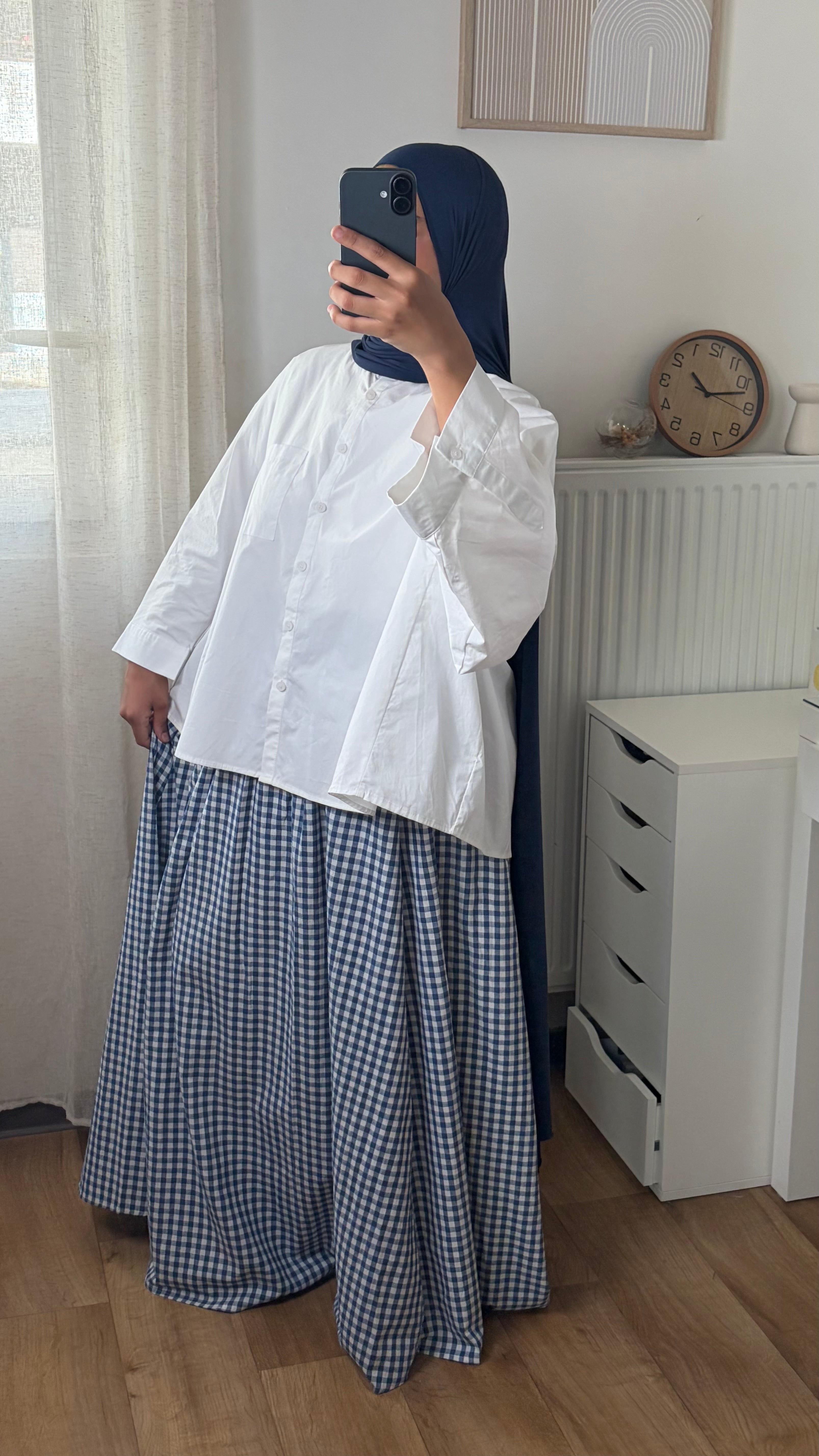 Jupe Vichy à Carreaux – Jupe Longue Fluide Modeste en Coton
