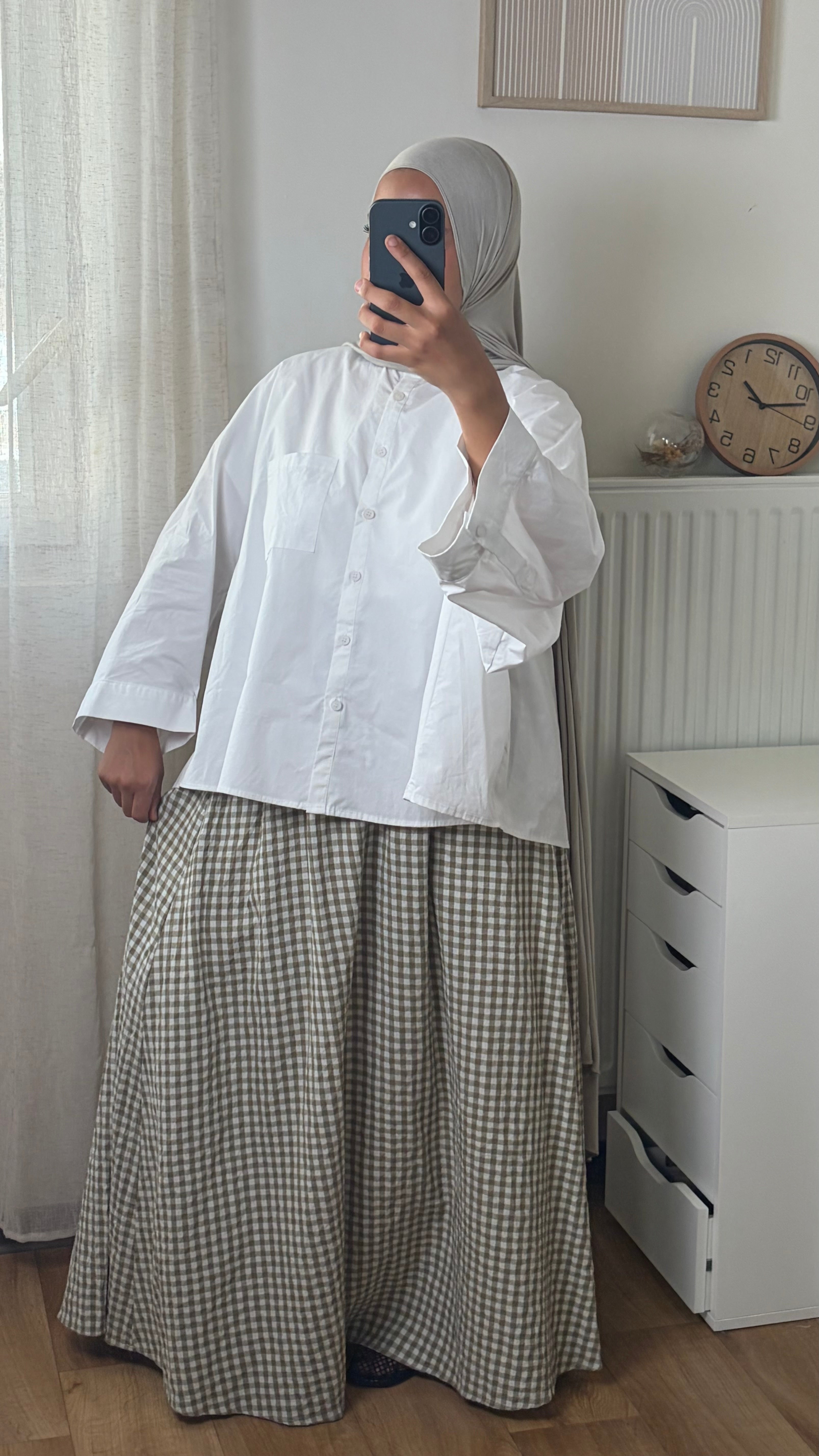Jupe Vichy à Carreaux – Jupe Longue Fluide Modeste en Coton