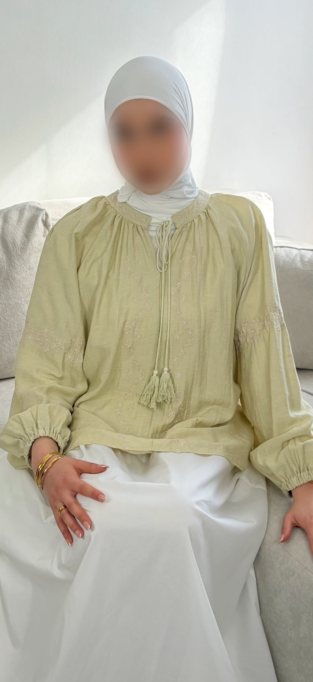 Patterned Blouse – Elegant Long Sleeve Women's Top