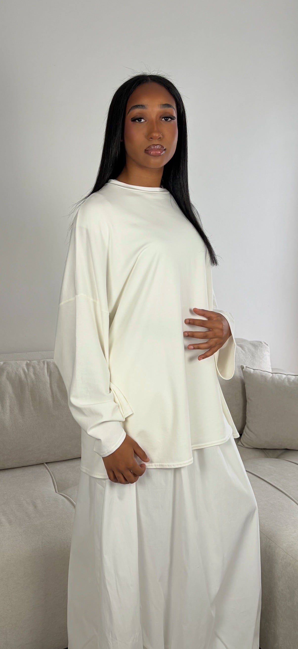 T-Shirt Basic Manches Longues – Haut Couvrant Doux & Confortable
