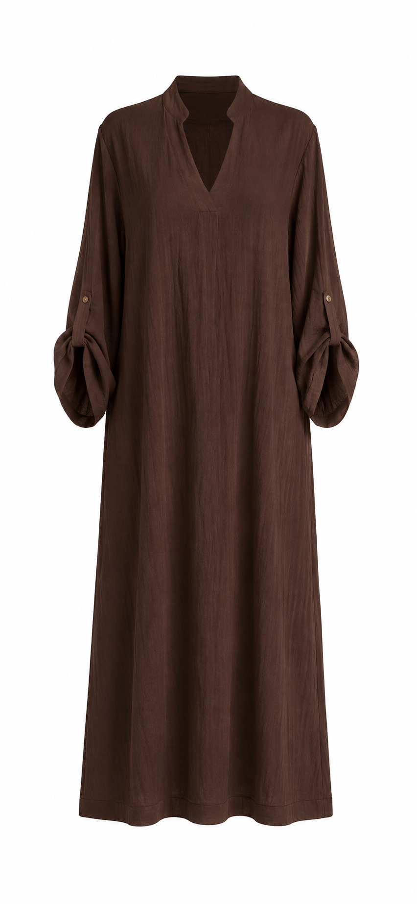 Robe Longue d'Été Fluide – Manches Ajustables, Coupe Modest