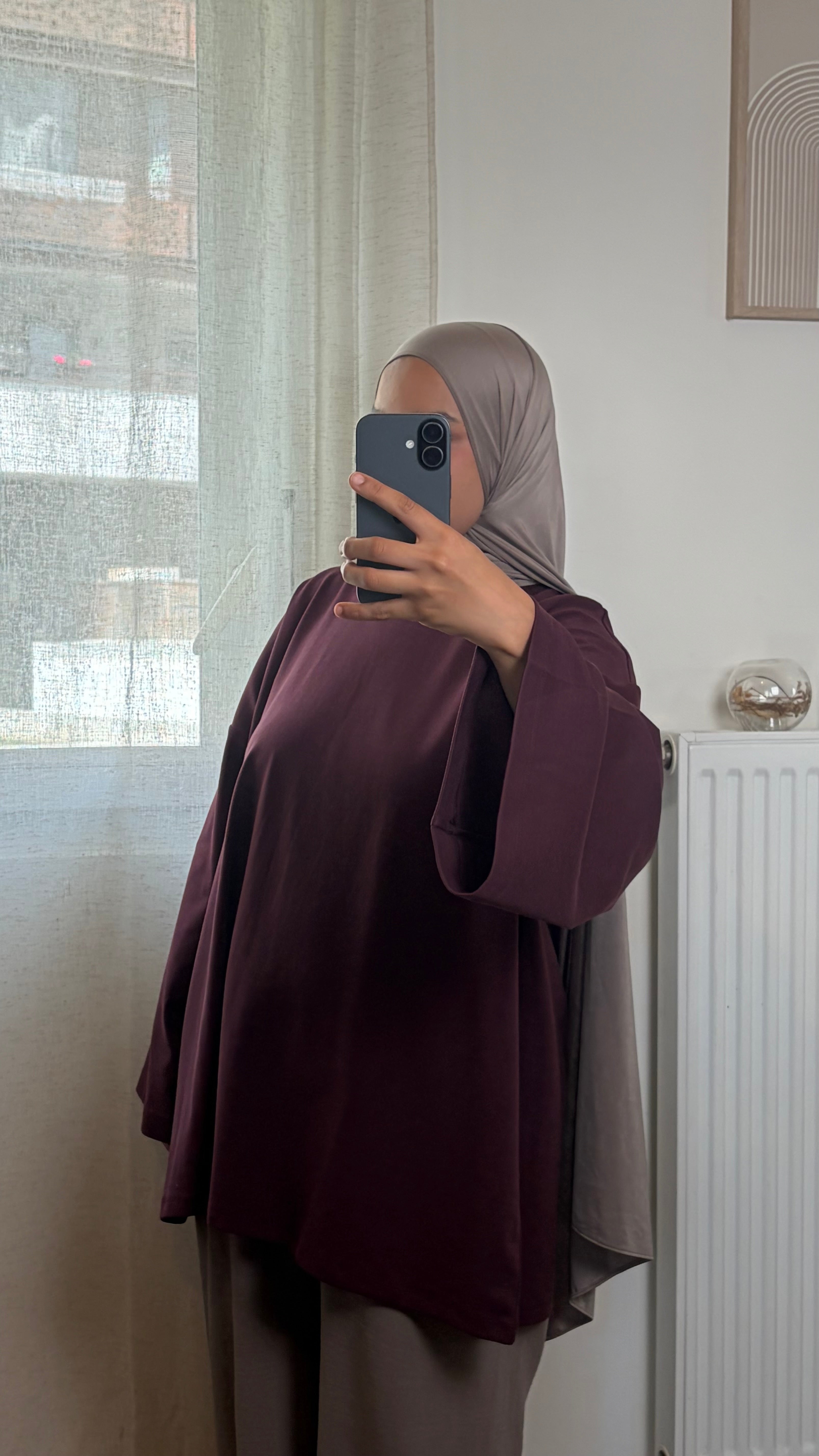 T-Shirt Oversize Femme en Coton – Haut Basique Couvrant Manches Longues Coupe Ample Modest