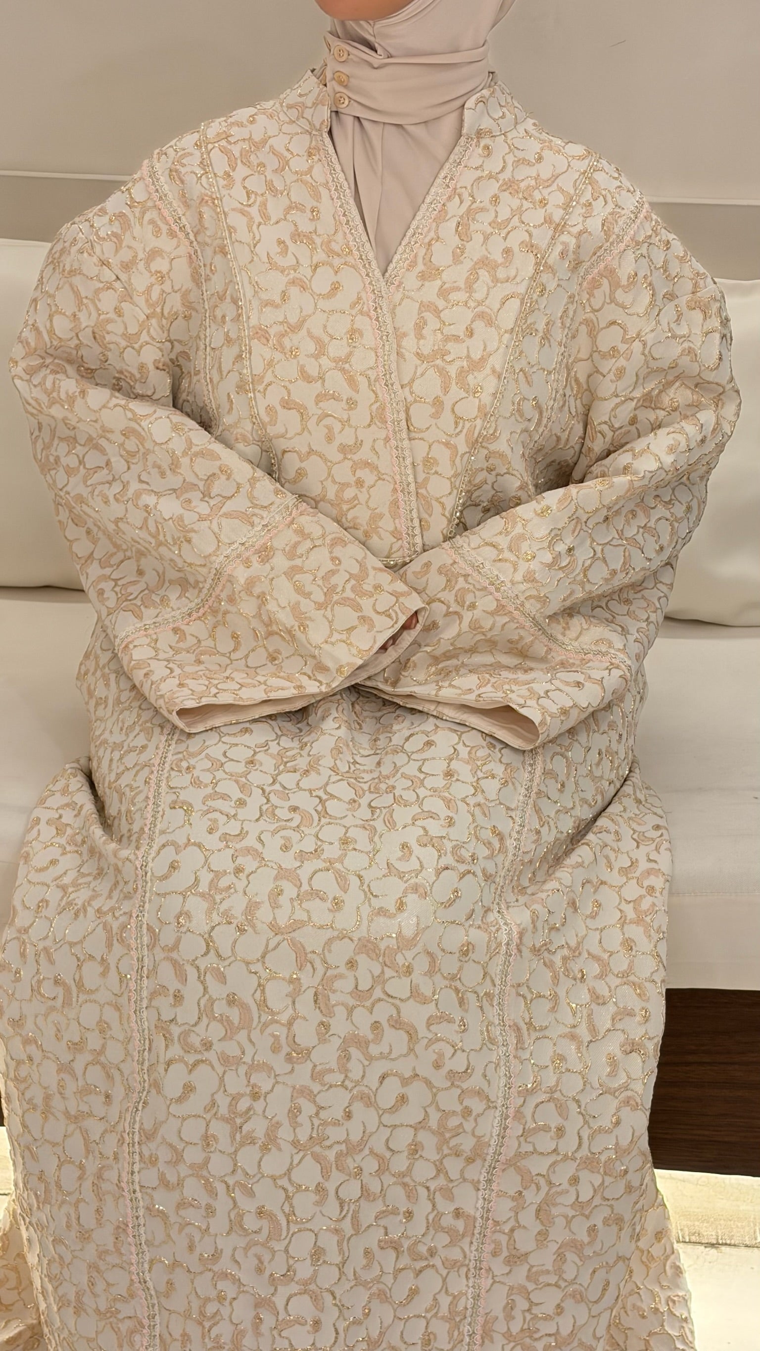 Robe brocart florale - coupe longue et fluide - Yuméa